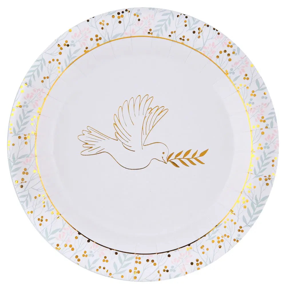 10 Assiettes en Carton D22.5cm - Colombe