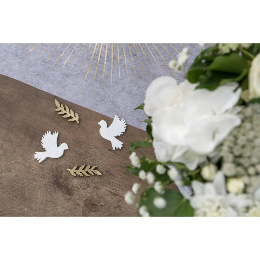 10 Décos à parsemer Cérémonie Or / blanc - 1 x 4 & 3.5 x 4 cm