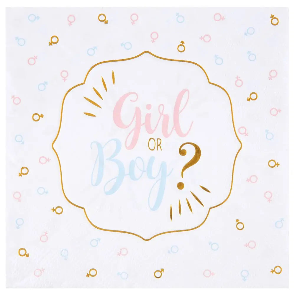 20 Serviettes en Papier 33x33cm - ''Girl or Boy ?'' Multicolore