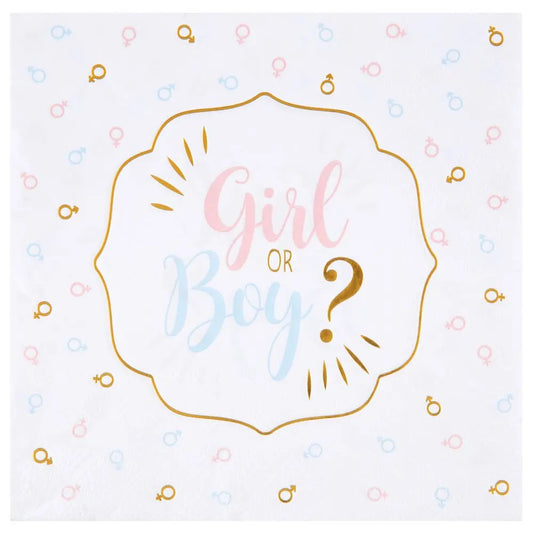 20 Serviettes en Papier 33x33cm - ''Girl or Boy ?'' Multicolore