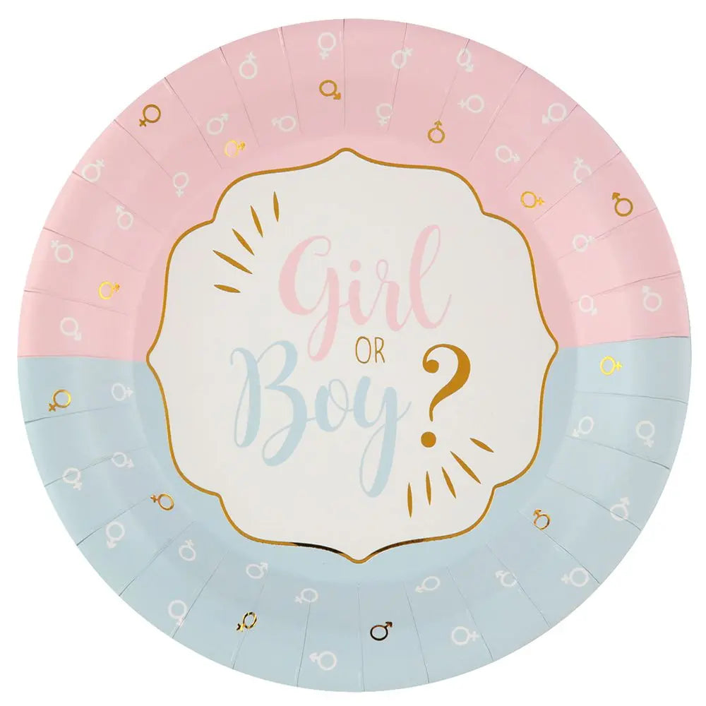 10 Assiettes en Carton D22.5cm - ''Girl or Boy ?'' Multicolore