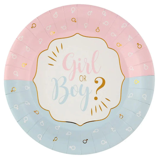 10 Assiettes en Carton D22.5cm - ''Girl or Boy ?'' Multicolore