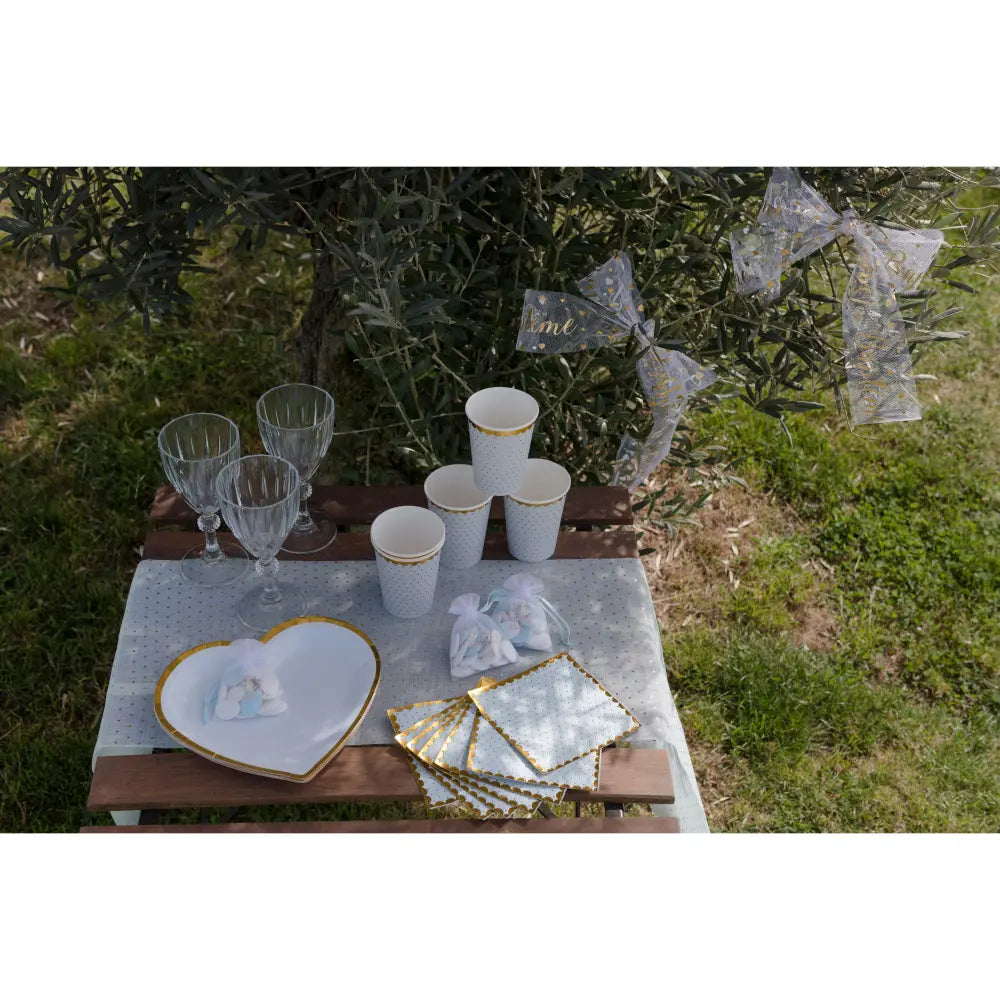 Ruban tulle Baptême Or 80 mm / 10 m - Sachet d'1 pièce