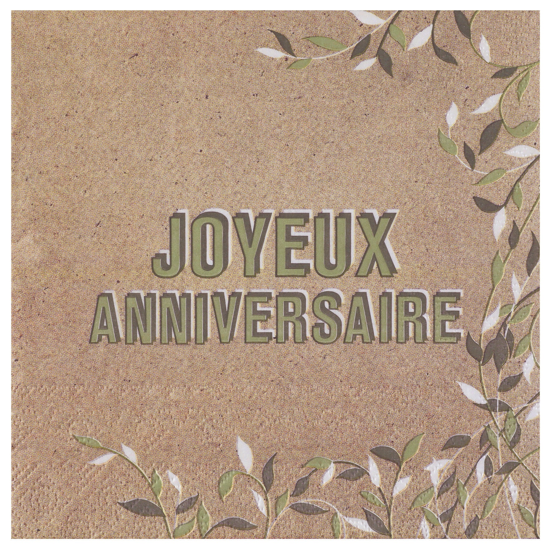 Serviette Joyeux Anniversaire végétal Kraft