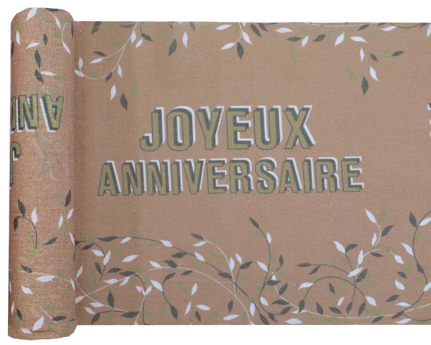 Chemin de table Joyeux Anniversaire végétal Kraft