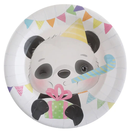 10 Assiettes Anniversaire Panda - Ø 22,5 cm