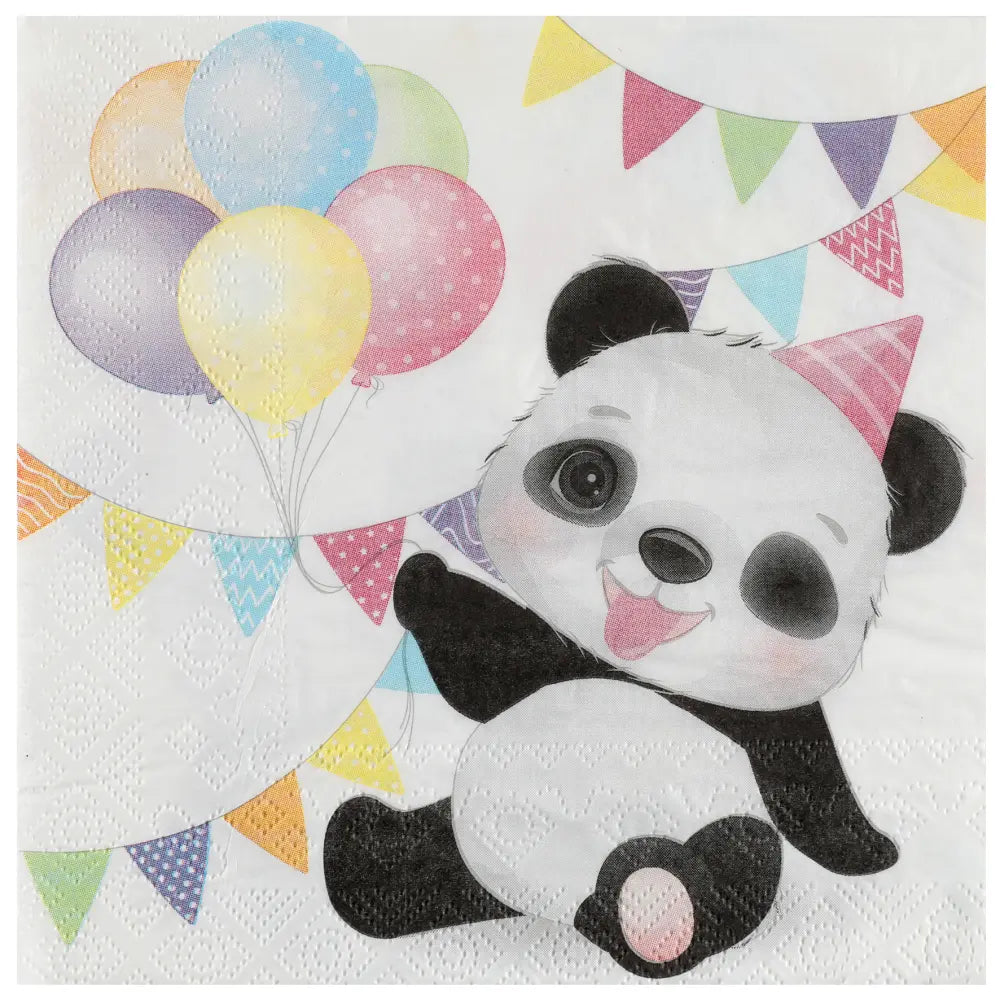 20 Serviettes en Papier 33x33cm - Panda Multicolore