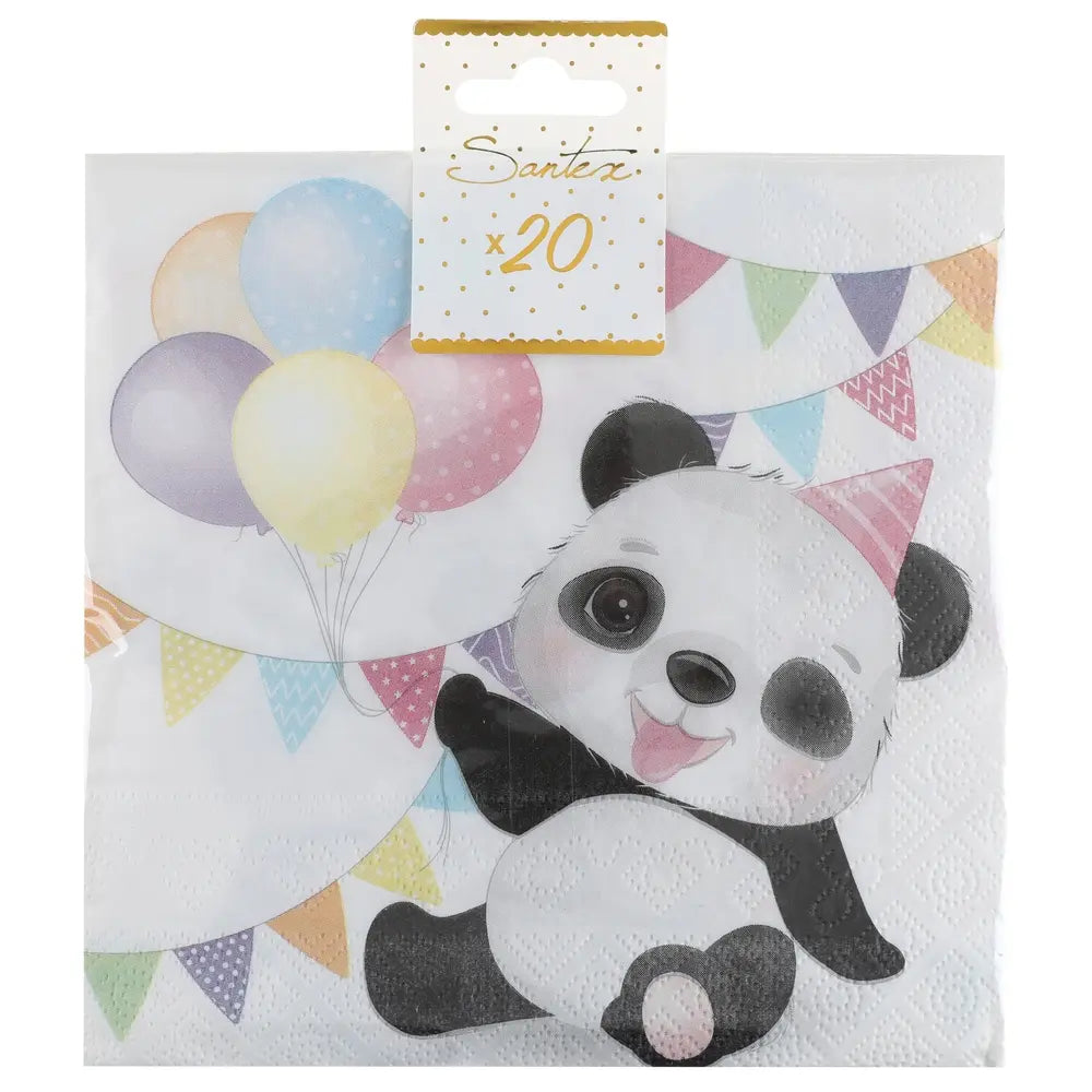 20 Serviettes en Papier 33x33cm - Panda Multicolore