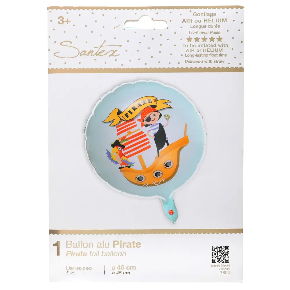 Ballon Alu Pirate Multicolore Ø 45 cm. Hélium 0.015 m3 Pochette d'1 pièce