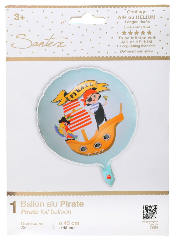 Ballon Alu Pirate Multicolore Ø 45 cm. Hélium 0.015 m3 Pochette d'1 pièce