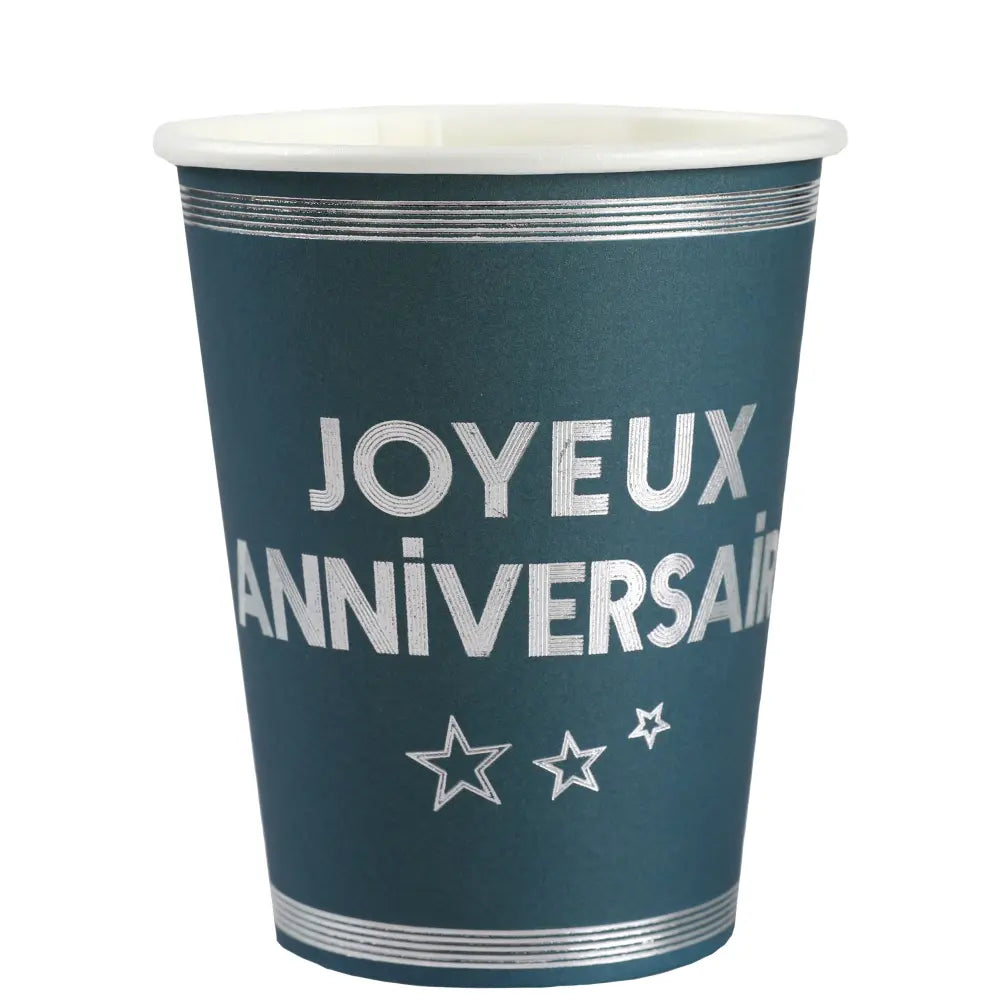 10 Gobelets en Carton 27cl - ''Star d'un jour'' Bleu canard