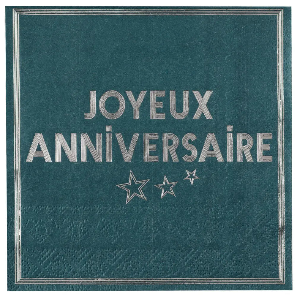 10 Serviettes en Papier 33x33cm - ''Star d'un jour'' Bleu canard