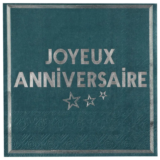 10 Serviettes en Papier 33x33cm - ''Star d'un jour'' Bleu canard