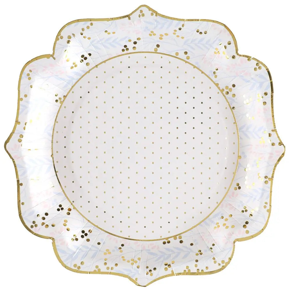 10 Assiettes en Carton 22.5cm - Baptême