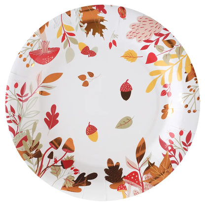 10 Assiettes en Carton D23cm - Automne Multicolore