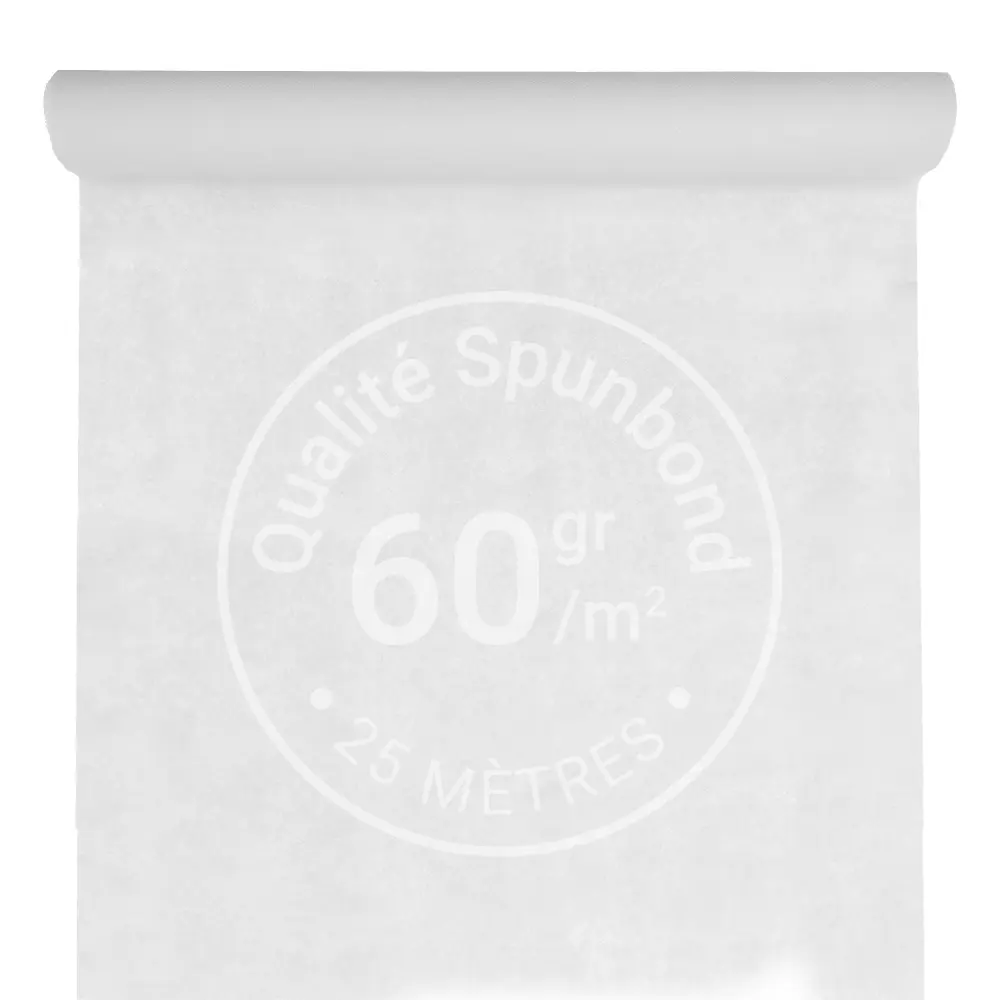 Nappe Intissée & Indéchirable (Spunbond) 25m x 120cm - Blanc / White