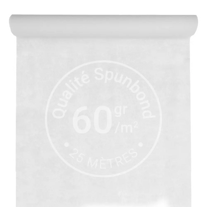 Nappe Intissée & Indéchirable (Spunbond) 25m x 120cm - Blanc / White