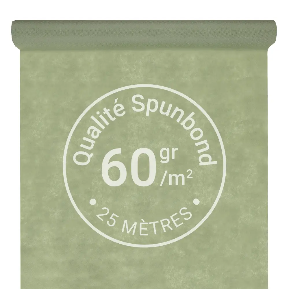 Nappe Intissée & Indéchirable (Spunbond) 25m x 120cm - Vert Sauge / Vert Olive