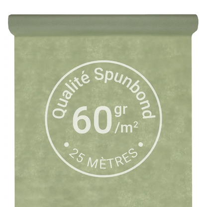 Nappe Intissée & Indéchirable (Spunbond) 25m x 120cm - Vert Sauge / Vert Olive