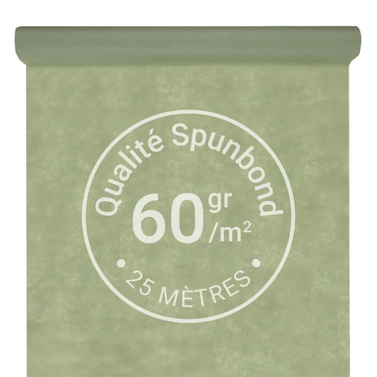 Nappe Intissée & Indéchirable (Spunbond) 25m x 120cm - Vert Sauge / Vert Olive
