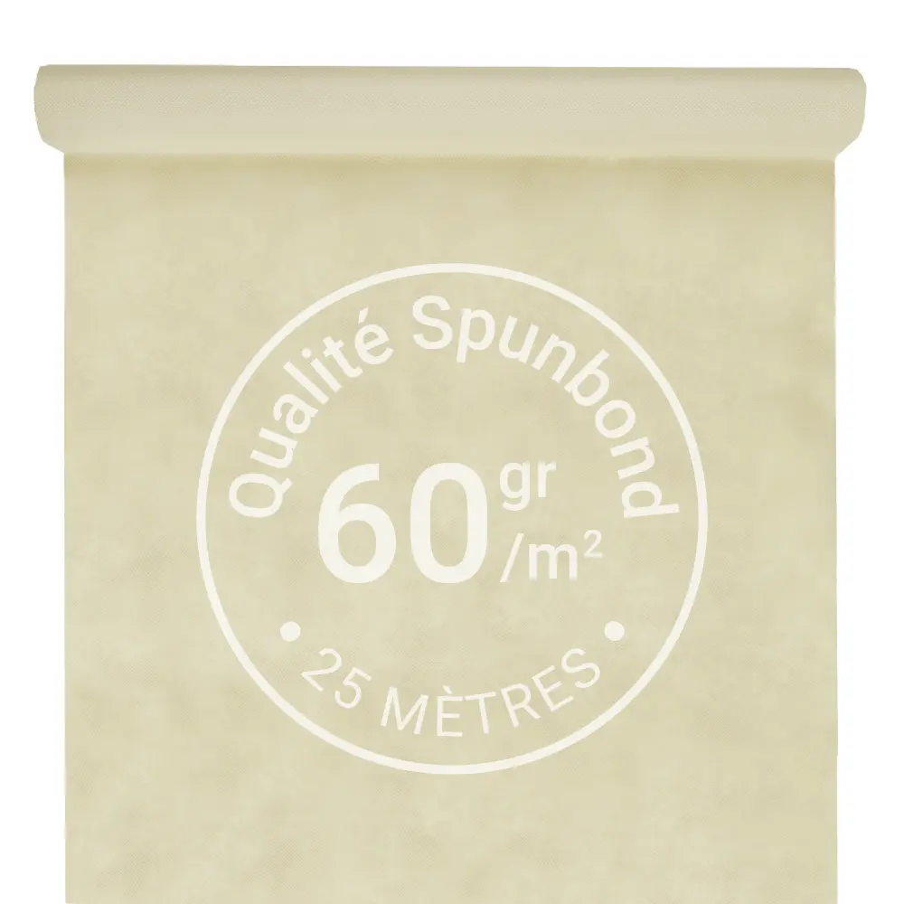 Nappe Intissée & Indéchirable (Spunbond) 25m x 120cm - Champagne