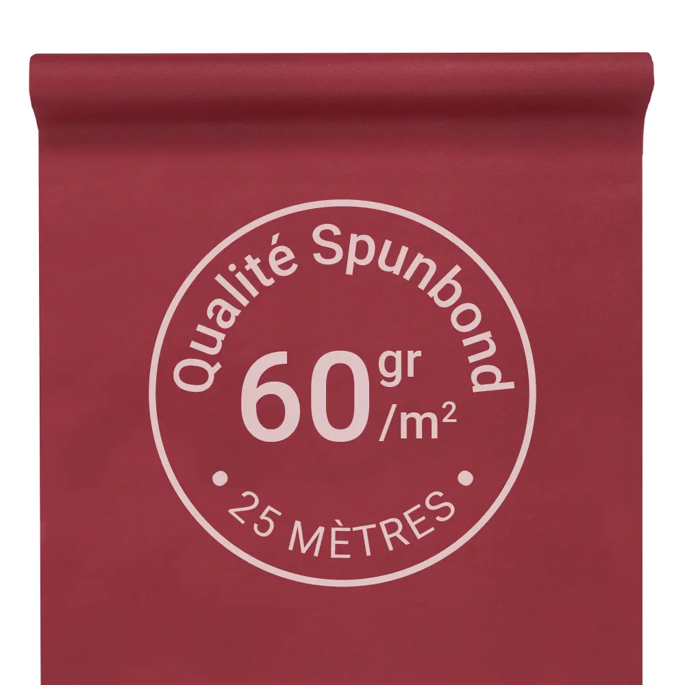 Nappe Intissée & Indéchirable (Spunbond) 25m x 120cm - Bordeau