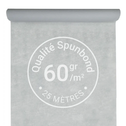 Nappe Intissée & Indéchirable (Spunbond) 25m x 120cm - Argent