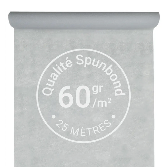 Nappe Intissée & Indéchirable (Spunbond) 25m x 120cm - Argent