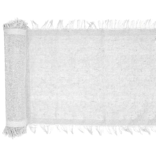 Chemin de table 26cmx3m - Franges Blanc