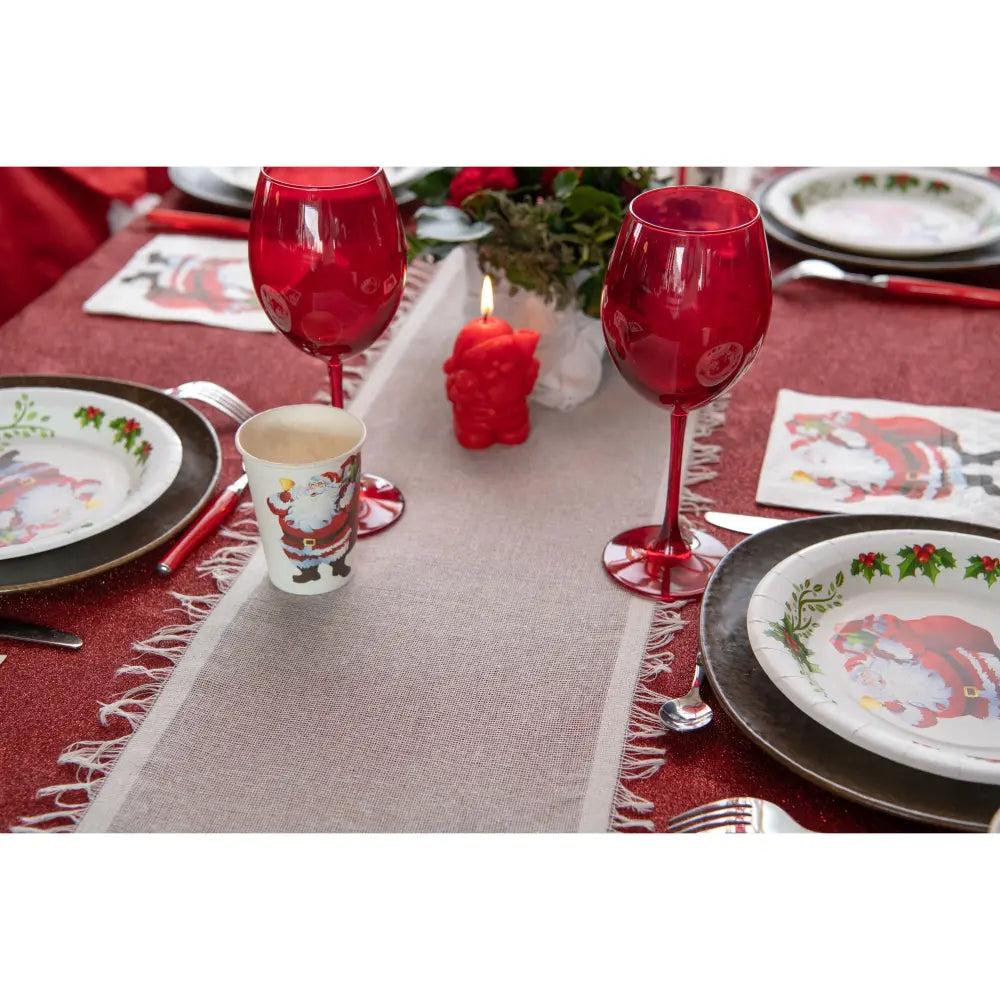 Chemin de table 26cmx3m - Franges Blanc