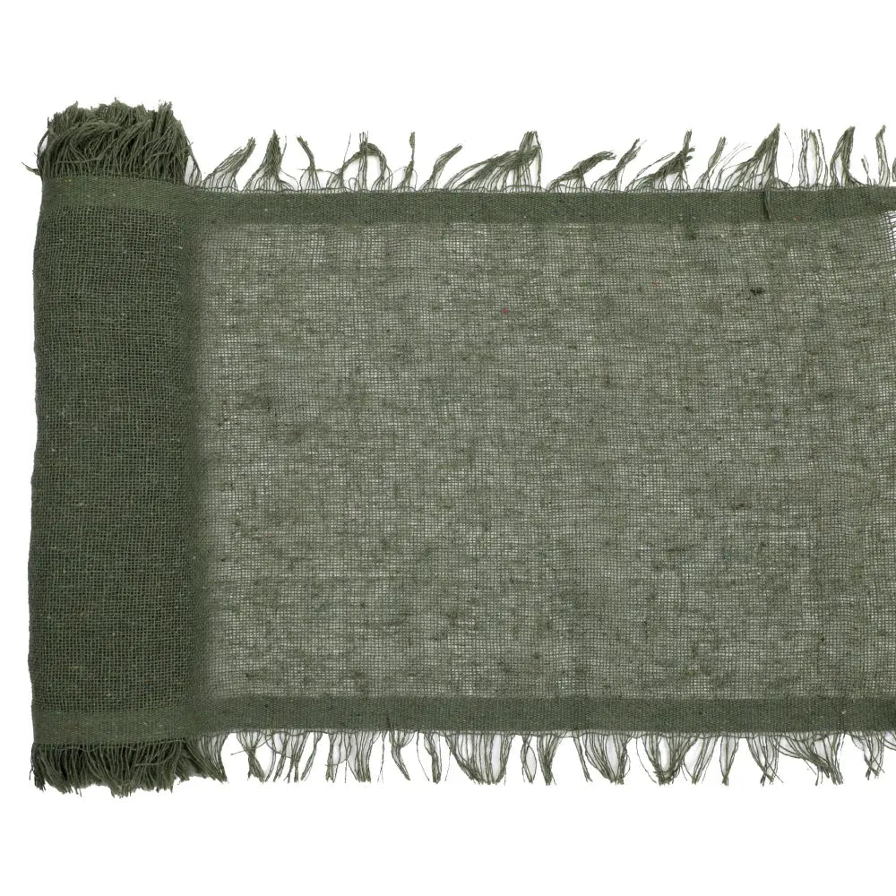 Chemin de table 26cmx3m - Franges Kaki