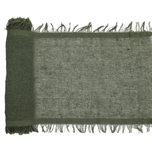 Chemin de table 26cmx3m - Franges Kaki