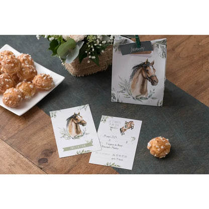 Carte invitation Hippique Multicoloree 10 x 15 cm Sachet de 6 pièces équitation