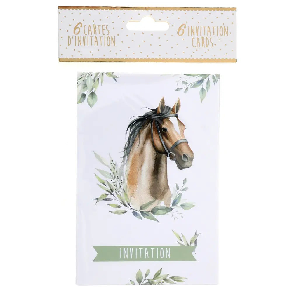 Carte invitation Hippique Multicoloree 10 x 15 cm Sachet de 6 pièces équitation