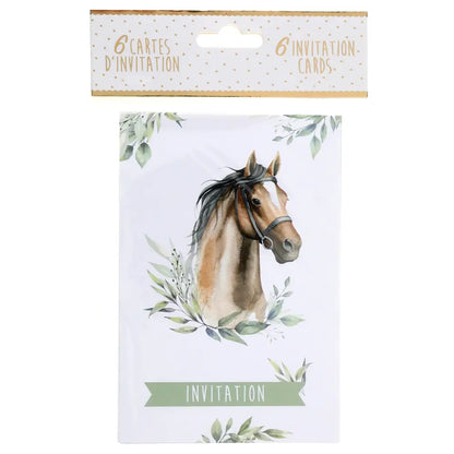 Carte invitation Hippique Multicoloree 10 x 15 cm Sachet de 6 pièces équitation