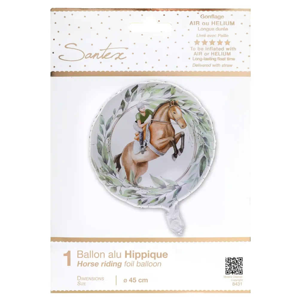 Ballon Alu Hippique Multicolore Ø 45 cm. Hélium 0.015 m3 Pochette d'1 pièce