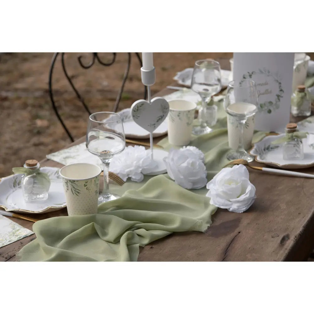 Chemin de table 35cmx3m - Crêpe Sauge