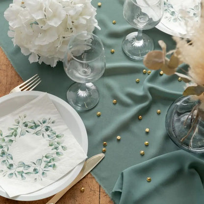 Chemin de table 35cmx3m - Crêpe Eucalyptus