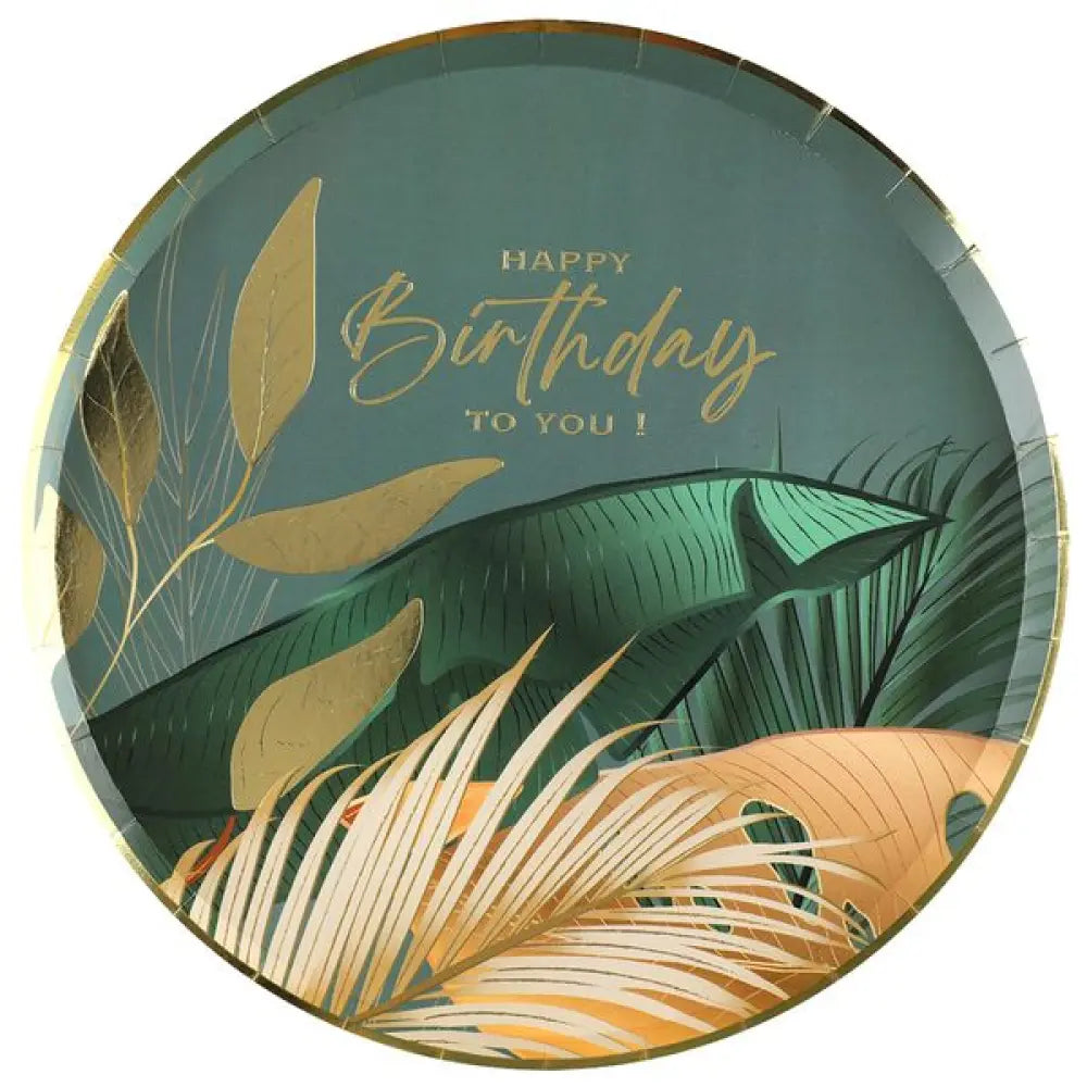 10 Assiettes en Carton D22.5cm - Birthday Jungle Vert