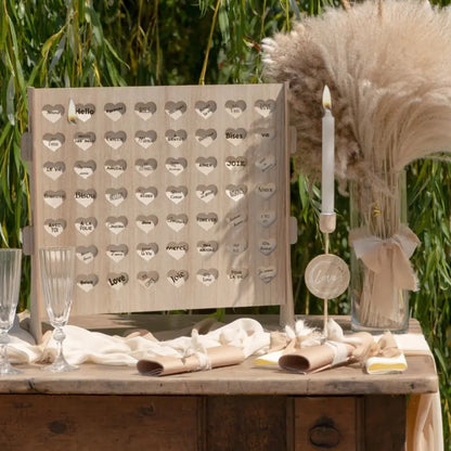 Cadre à Vœux + 56 Ronds en Bois Naturel - 46.5 x 11 x 46.5 cm