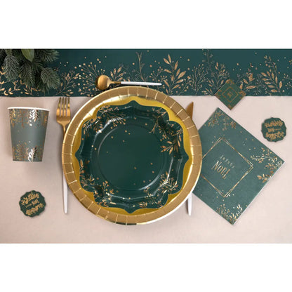 10 Gobelets en Carton 27cl - Feuilles d'Hiver Vert ''Sapin''