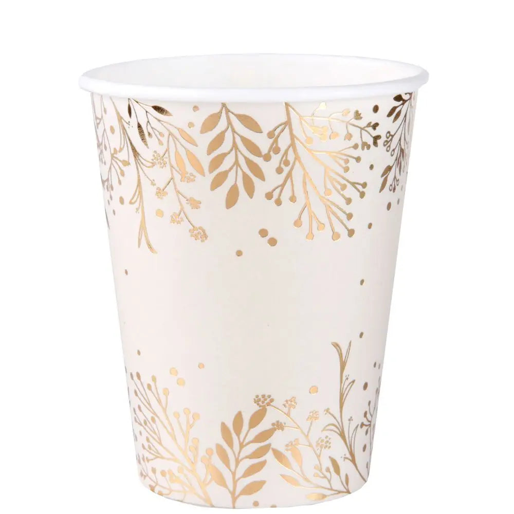 10 Gobelets en Carton 27cl - Feuilles d'Hiver Vert ''Ivoire''