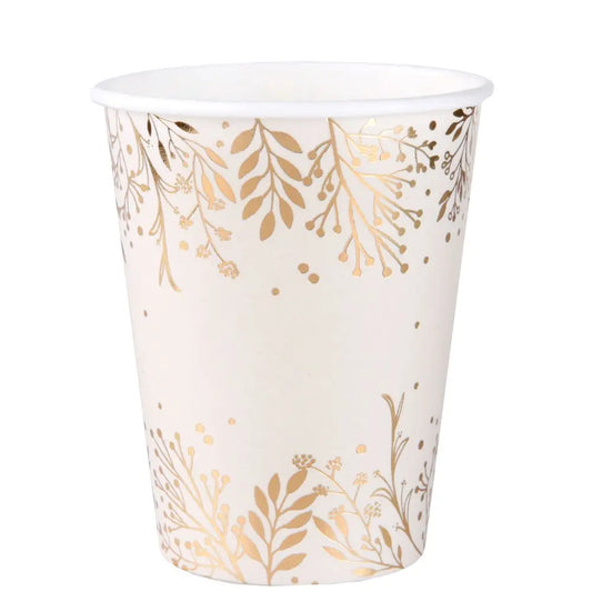 10 Gobelets en Carton 27cl - Feuilles d'Hiver Vert ''Ivoire''