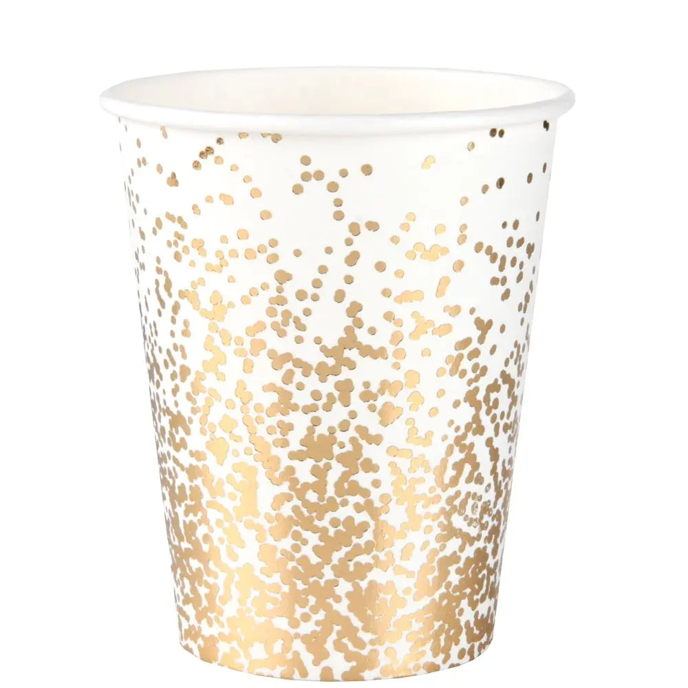 10 Gobelets en Carton 27 cl - Confettis Blanc