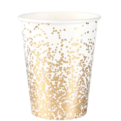 10 Gobelets en Carton 27 cl - Confettis Blanc