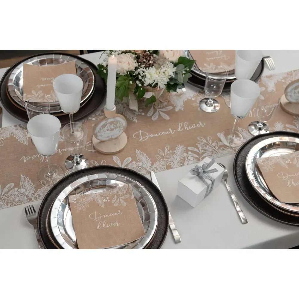 Chemin de table 28cmx2.5m - Douceur d'hiver Naturel