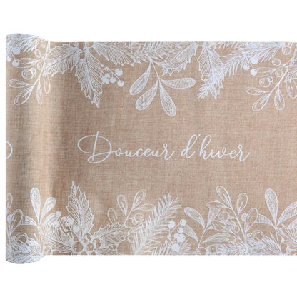 Chemin de table 28cmx2.5m - Douceur d'hiver Naturel