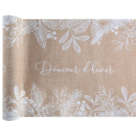 Chemin de table 28cmx2.5m - Douceur d'hiver Naturel
