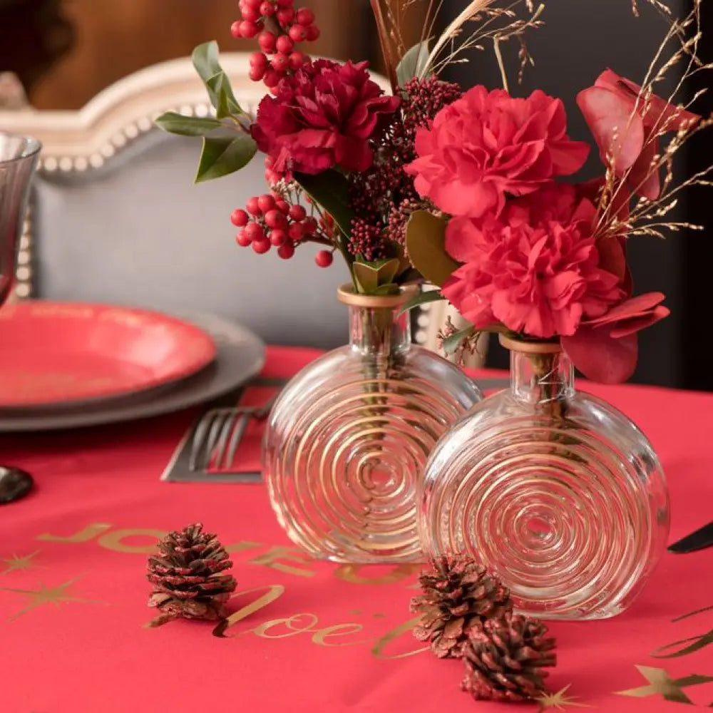 Vase Transparent - Spirale Doré -11x13.5cm