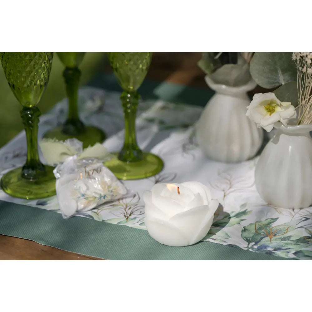 Bougie Rose Blanche - Ø 12 x 7 cm